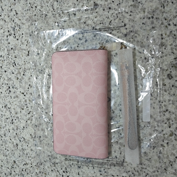 Coach Long Zip Around Wallet In Signature Canvas (Powder pink) - Picture 3 of 11